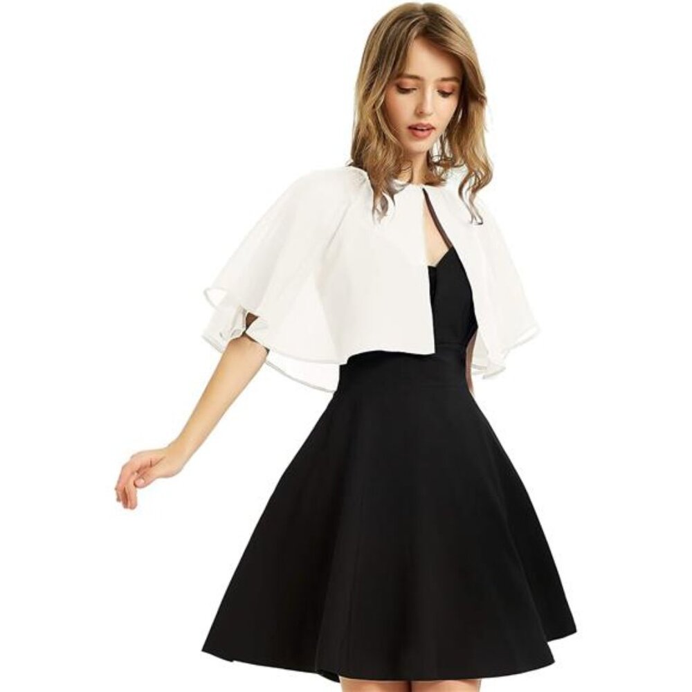 Women's Soft Chiffon Shawl Wraps Shrug for Evening Dress Wedding Cape Bolero